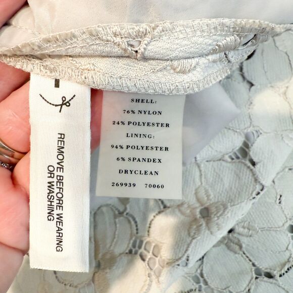 Ann Taylor Petite Floral Lace Embroidered Lined Skirt Taupe Career Spring 8 P - Picture 6 of 10